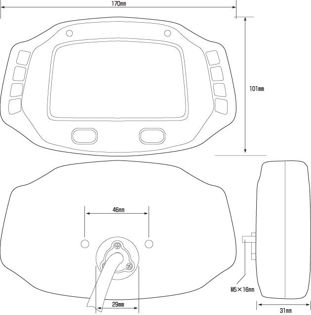 ACE-7859 Acewell The Ultimate digidash, Speed, RPM, Temperture, Fuel, Gear Indicator, 10 warning lamps and lap timer