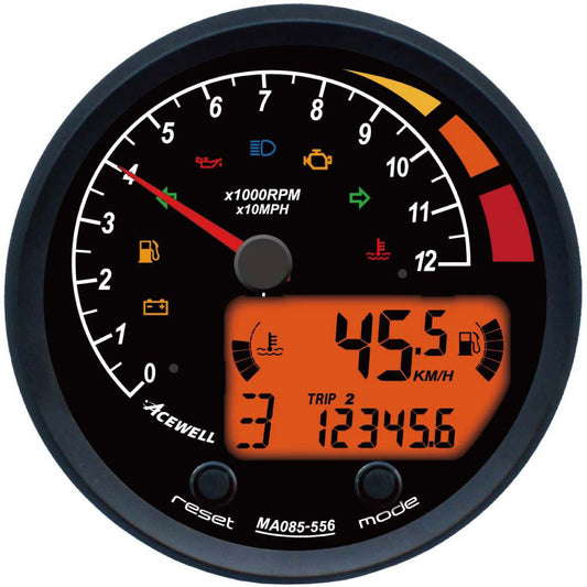 MA85 Acewell 85mm diameter analogue and digital gauge