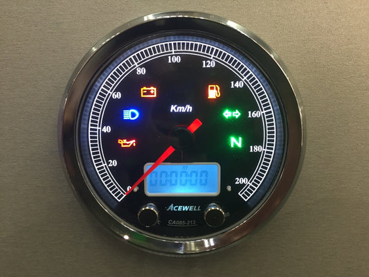 CA85 Classic Face Acewell 85mm diameter Classic Style analogue gauge with digital panel