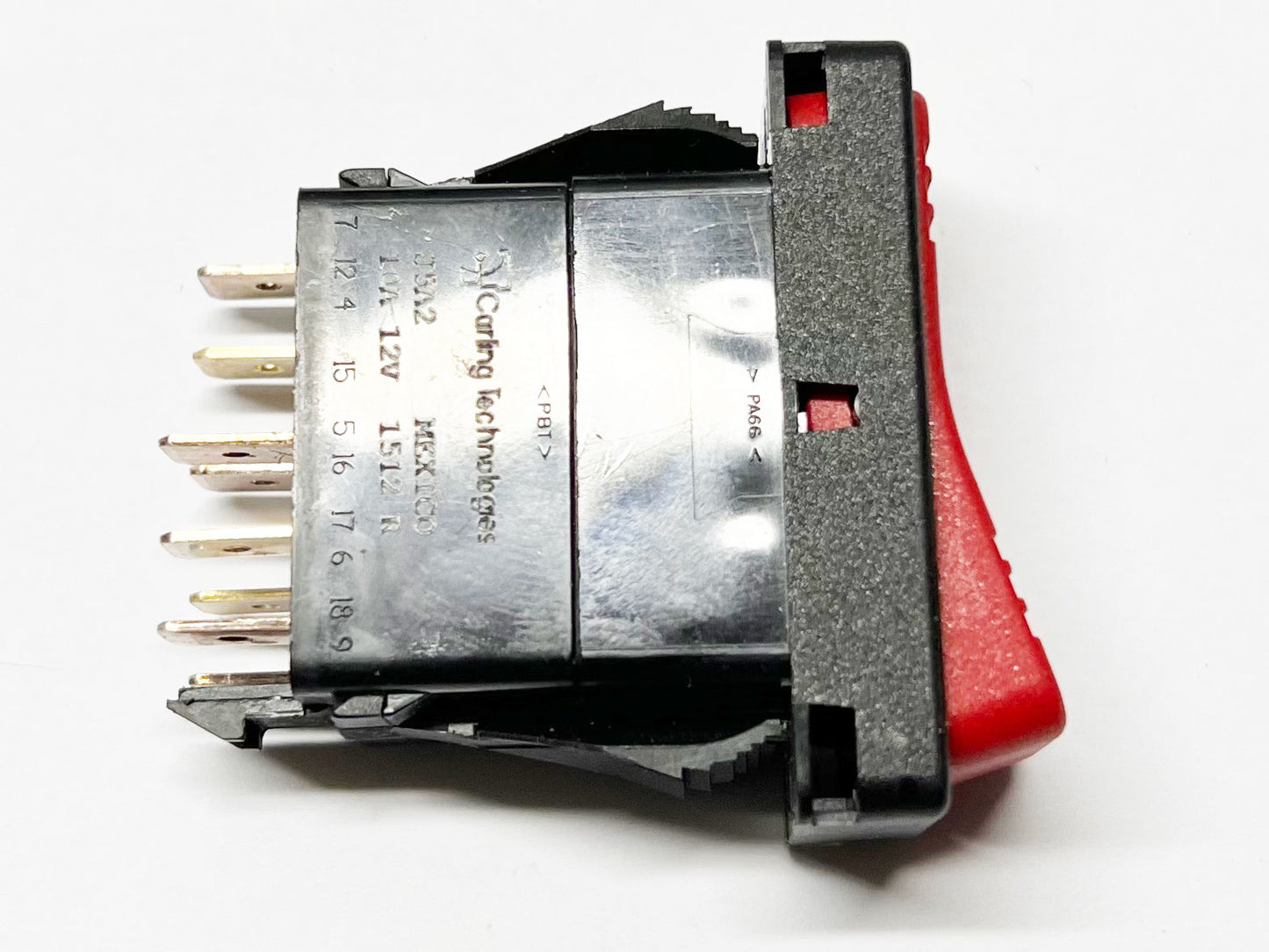 J5A2S0T1 Quadtech Carling Contura X Red Hazard Switch with Quadtech Logo