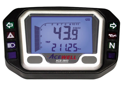 ACE-3803 Acewell Digital Speedometer, RPM, clock, 6 warning lamps