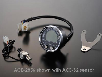 ACE-2956+ Plastic_case Acewell Digital display - Round Speedometer with Tachometer and Temperature or fuel guage