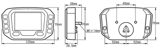 ACE-3963 Acewell Digital Speedometer, RPM, Temperature, Fuel clock, 6 warning lamps