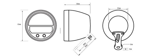 ACE-4554CP Acewell Round CNC Digital Speedometer with 12000RPM analogue scale, chrome billet case