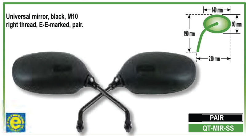 QT-MIR-SS Quadtech Pair E-Marked short stem mirror