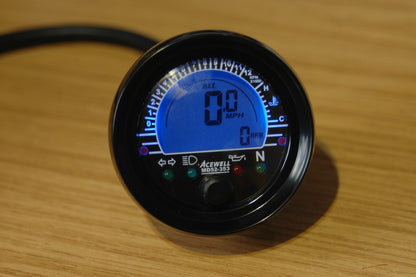 MD52-353 Acewell 52mm Round Speedometer with Tachometer and Temperature