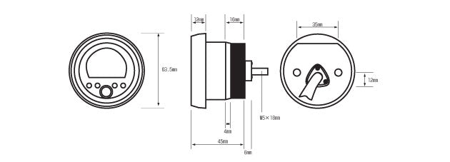 MD52-301 Acewell 52mm Round Speedometer with Tachometer and Temperature