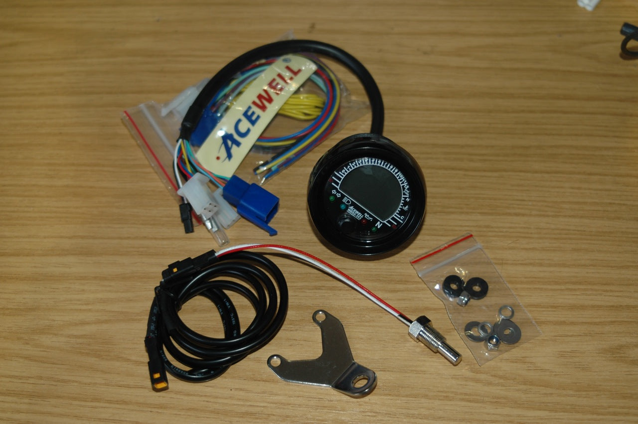 MD52-302 Acewell 52mm Round Speedometer with Tachometer and Temperature