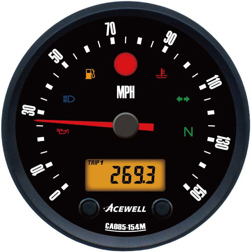 CA85 British Face Acewell 85mm diameter British Style analogue gauge  with digital panel