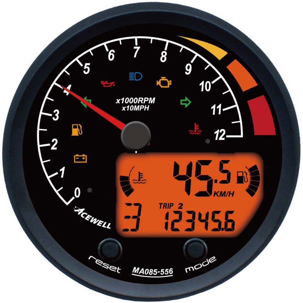 MA85 Acewell 85mm diameter analogue and digital gauge