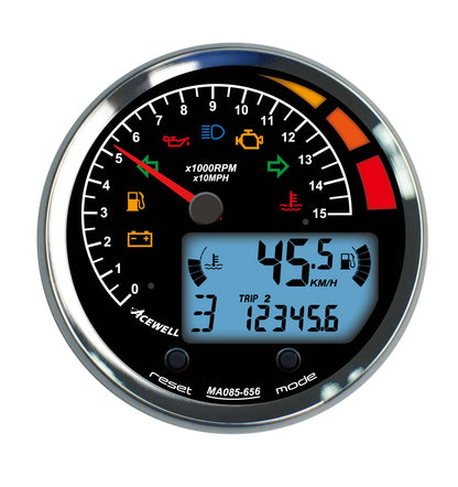 MA85 Acewell 85mm diameter analogue and digital gauge