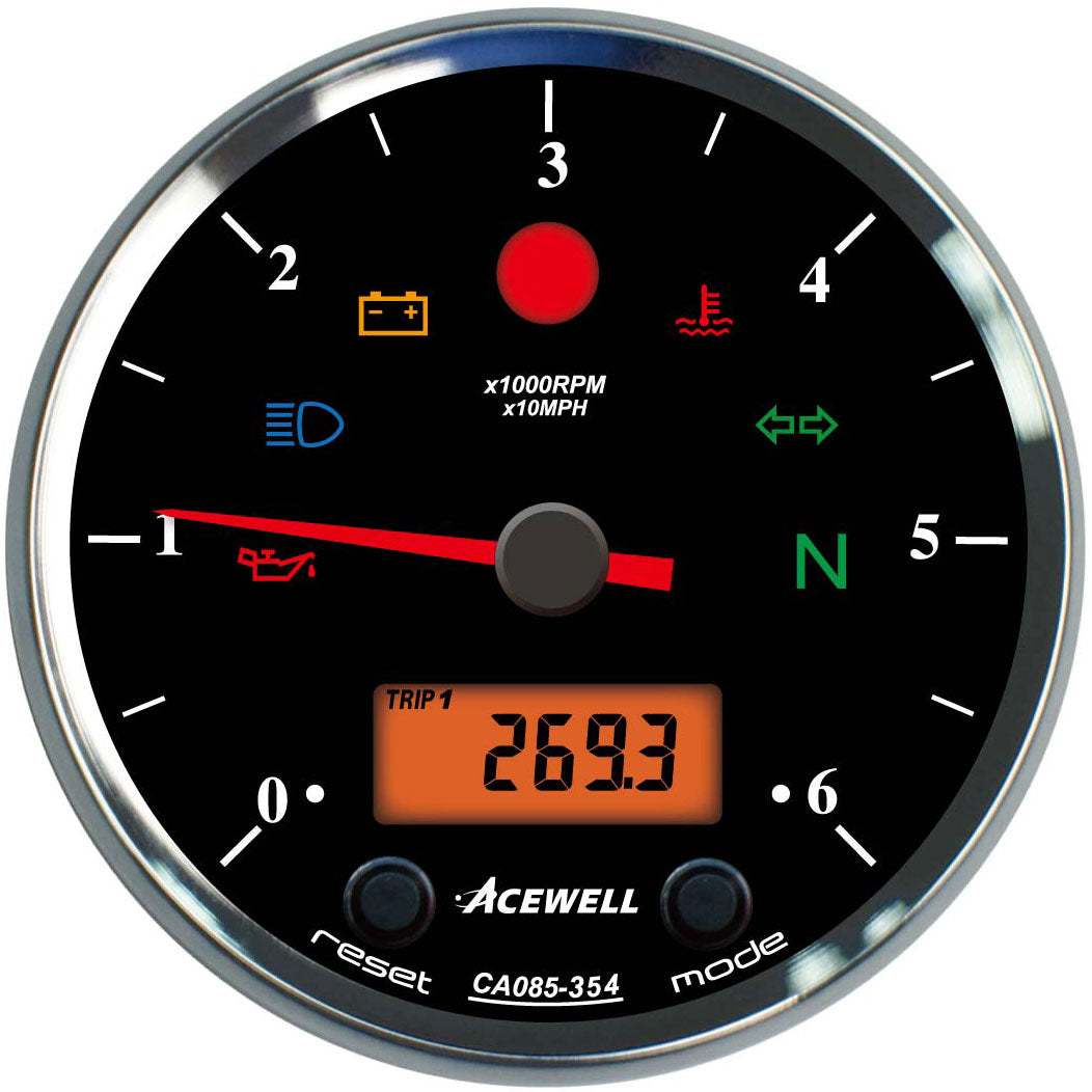CA85 Classic Face Acewell 85mm diameter Classic Style analogue gauge  with digital panel