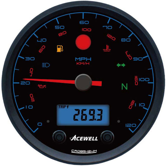 CA85 Modern Face Acewell 85mm diameter Modern Style analogue gauge  with digital panel
