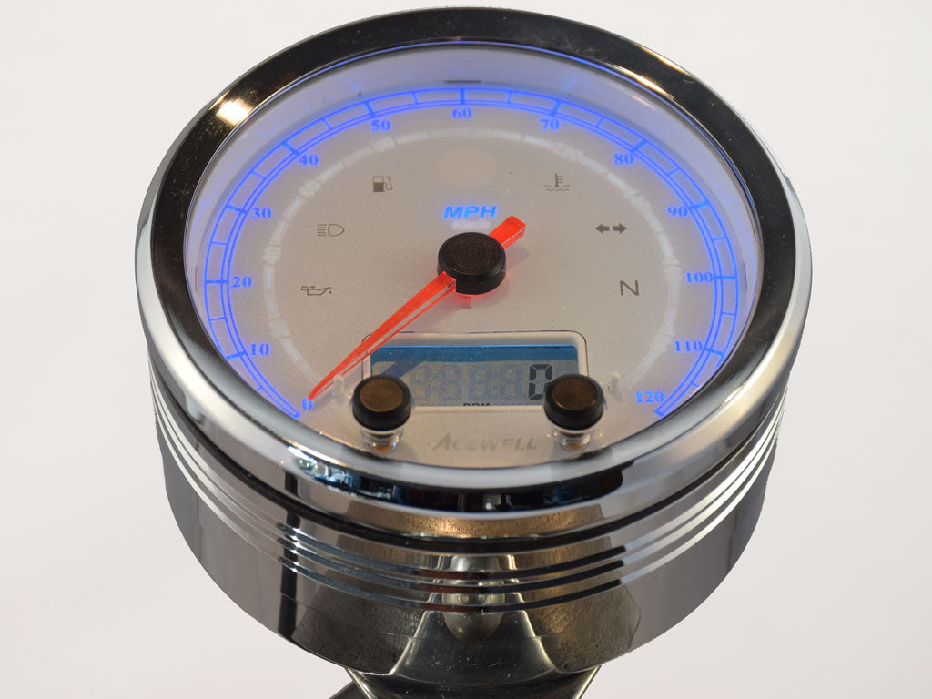 CA85 White Face Acewell 85mm diameteranalogue gauge with white face and digital panel
