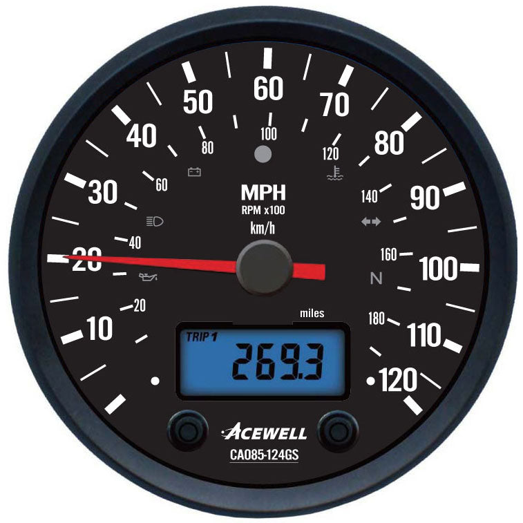 CA85 BMW R80-R100-GS Plug-and-Play Acewell 100mm diameter speedometer to fit BMW R80 R100 GS G/S Plug and Play