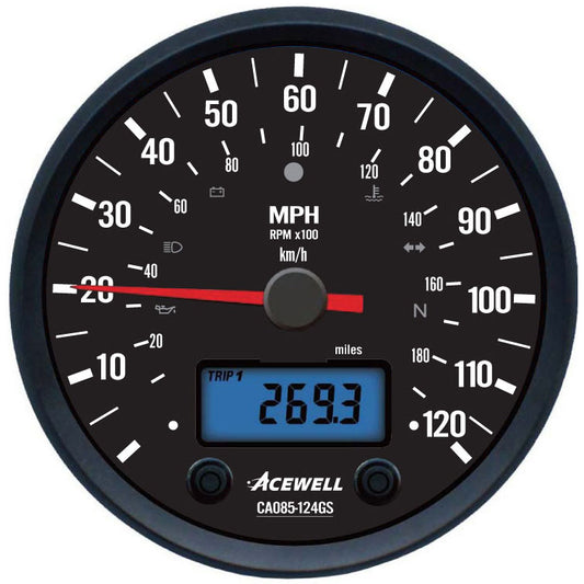 CA85 BMW R80-R100-GS Plug-and-Play Acewell 100mm diameter speedometer to fit BMW R80 R100 GS G/S Plug and Play