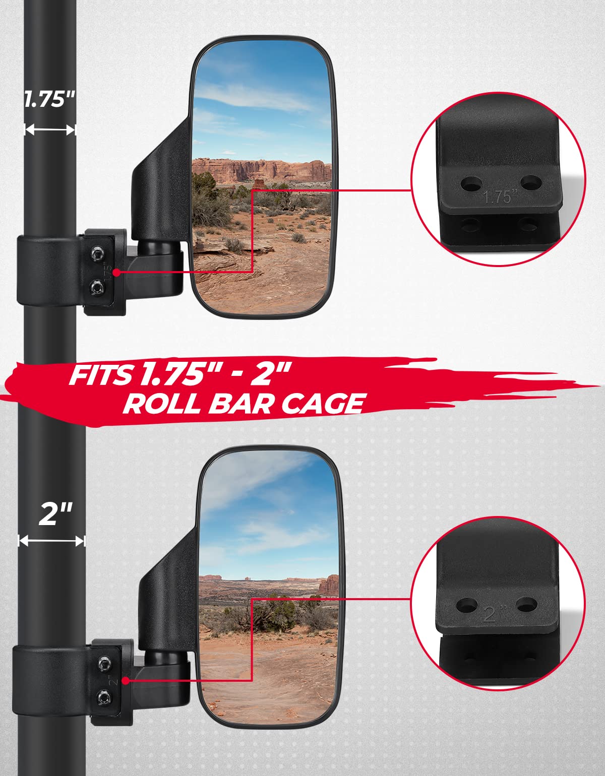 18030 Quadtech UTV SXS Side View Mirrors