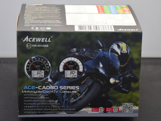 CA80-120 Acewell 80mm diameter analogue (0-120) speedo (0-12k) tacho with large digital display