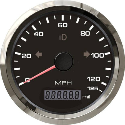 GP85-120A MotoEquip 85mm diameter GPS speedo with 120MPH analogue face