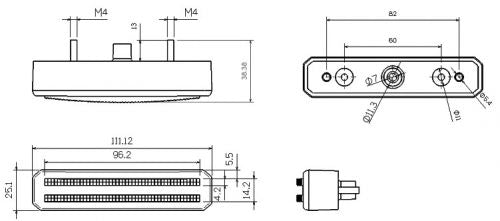 QT-BT29 MotoEquip Bar style LED rear brake tail indicator light