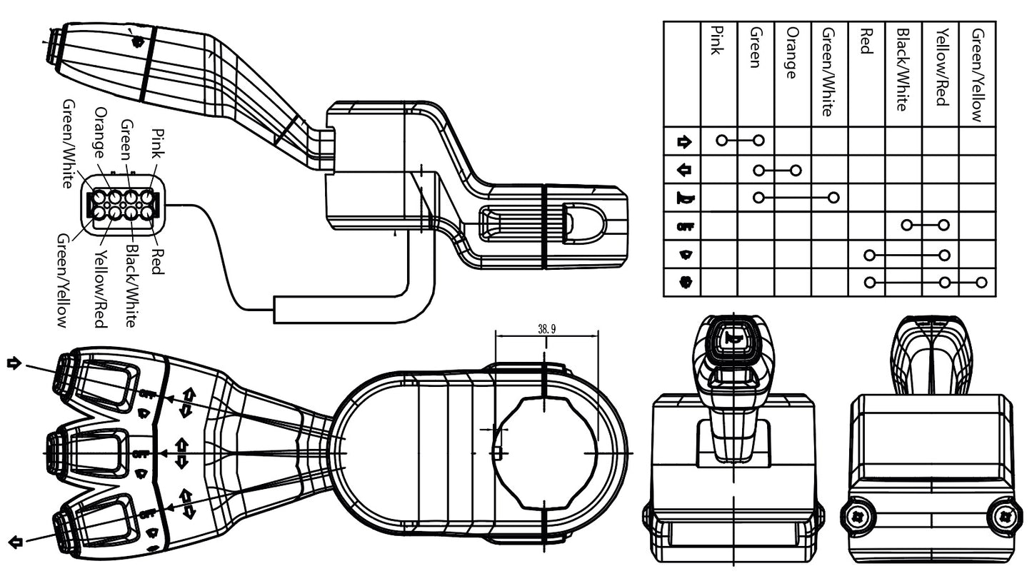 JK147-001 Quadtech UTV Steering column control switch