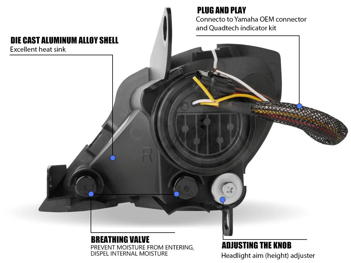 QT-HLYF Quadtech Yamaha Raptor YFM700R YFZ450R Headlights