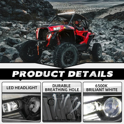 B0801-03001CH Quadtech Polaris RZR XP1000 headlights