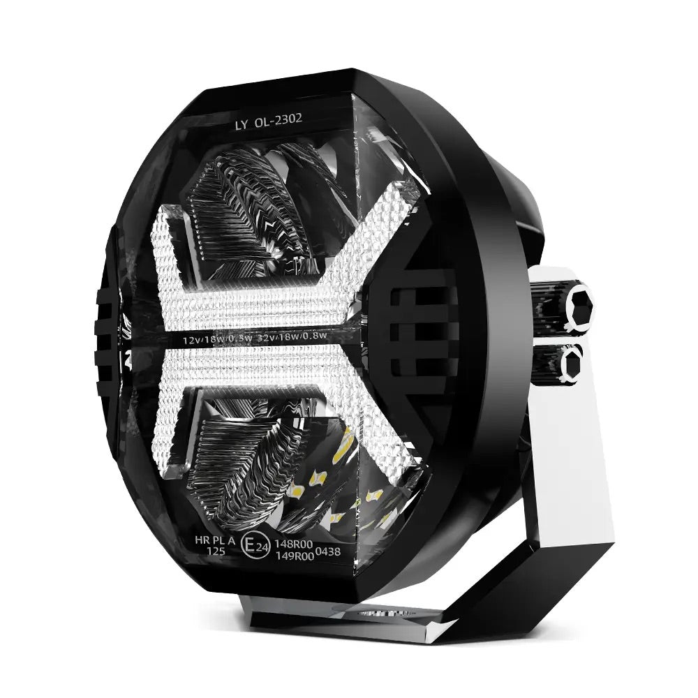 ME-X4DL-White MotoEquip Motoequip X4 - 4 inch driving light with white X DRL