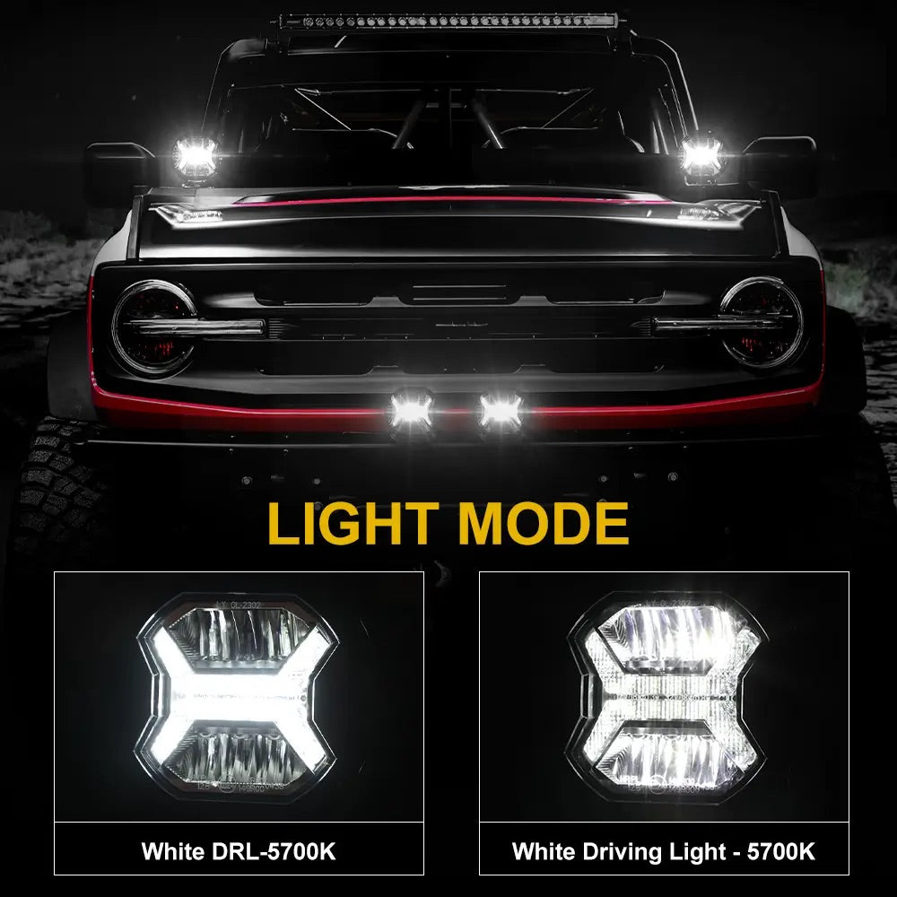 ME-X4DL-White MotoEquip Motoequip X4 - 4 inch driving light with white X DRL