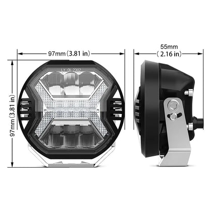 ME-X4DL-White MotoEquip Motoequip X4 - 4 inch driving light with white X DRL